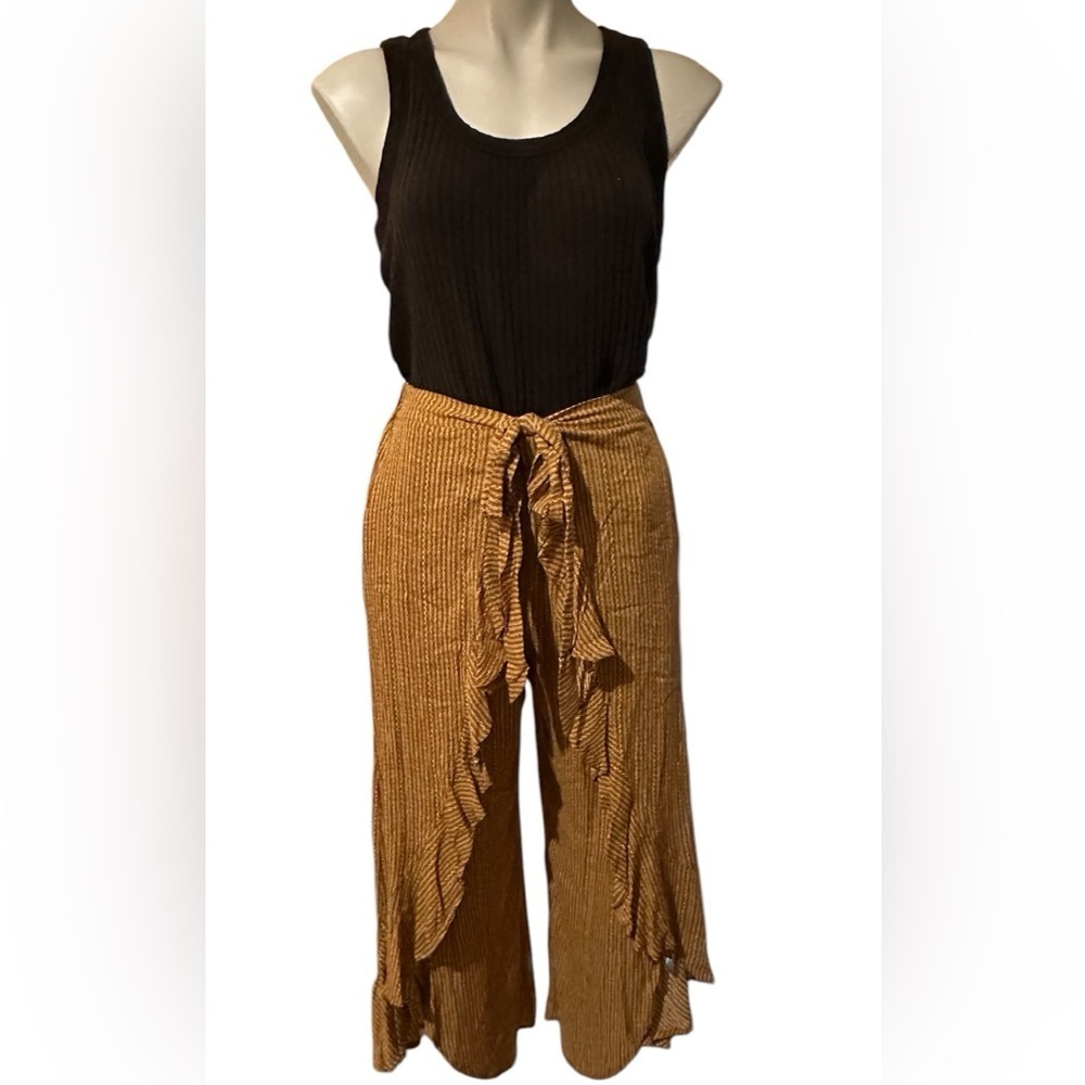 Kori fly-away tie waist pants / jumpsuit hobo wide leg.